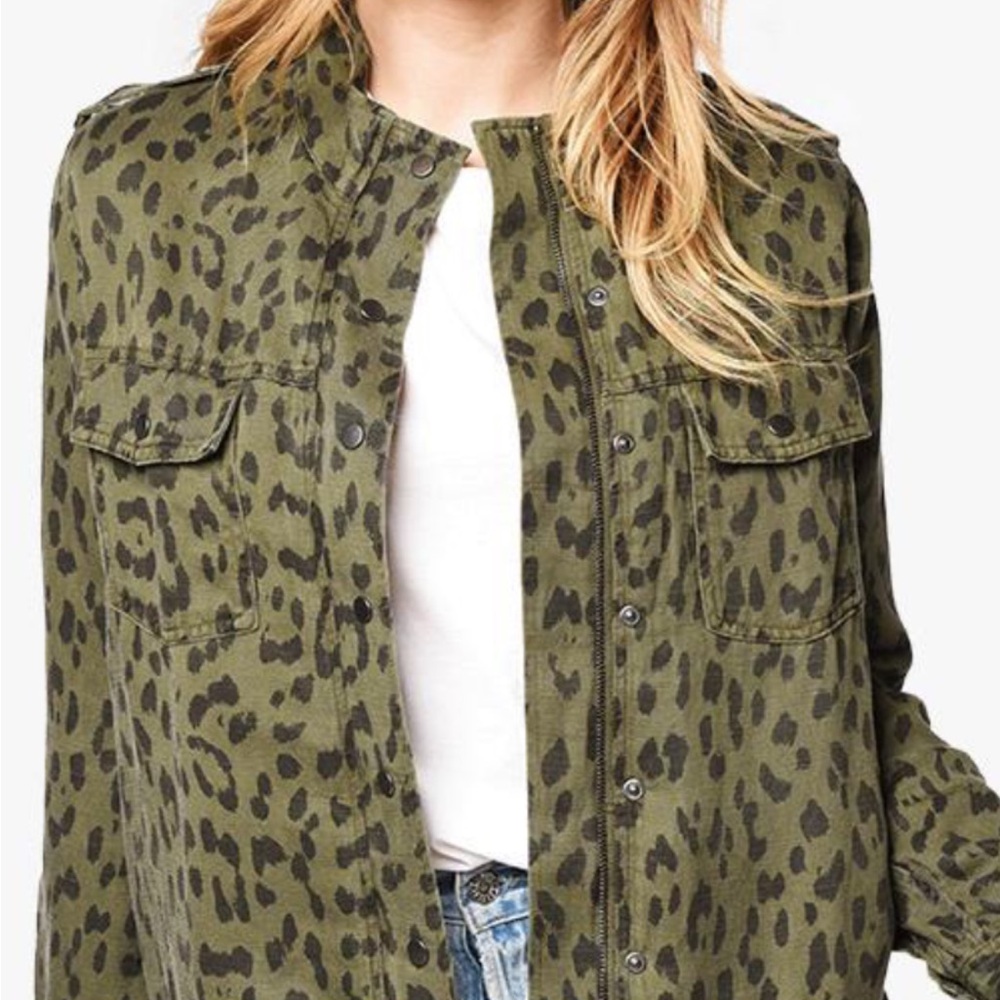 Leopard Print Green Jacket